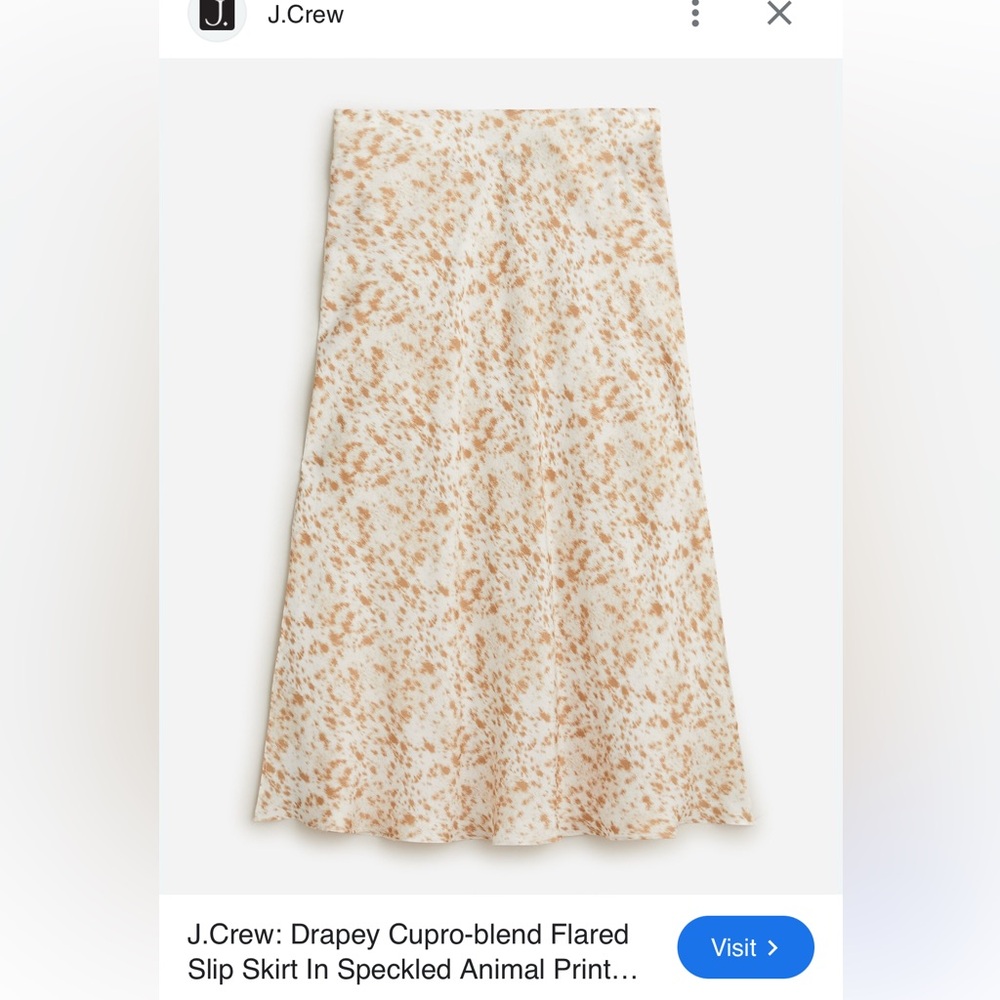 J-Crew Drapey cupro-blend flared slip skirt in speckled animal print